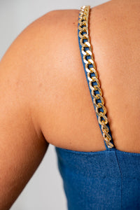 The Gilded Edge Denim Dress - Wild & Sage